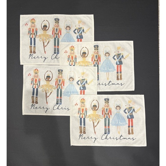 Nutcracker Christmas Holiday Nutcrackers Linen Placemats 4 - Picture 1 of 6